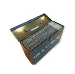 45x15x27 cm. İngiliz 1940'lar Metal Evrak-Dosya Çantası (Körüklü-Raylı)