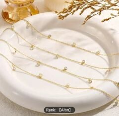 Donna Bohem Tarzı Çinko Alaşım Zincir Taşlı Bel Zinciri