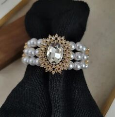 Donna Çok Katmanlı Altın Tonlu Çiçek Desenli Bileklik Modeli