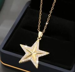 Donna Bakır İşlemeli Sentetik Zirkonya Yıldız Kolye Modeli