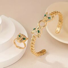 Donna Orta Doğu Esintili Parıltılı Açık Bileklik Ve Yüzük Takımı