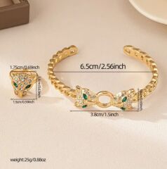 Donna Orta Doğu Esintili Parıltılı Açık Bileklik Ve Yüzük Takımı