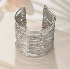 Donna Gümüş Renk Avrupa Ve Amerikan Tarzı Çok Katmanlı Metal Bileklik