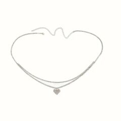 Donna Gümüş Renk Kalp Formunda Taşlı Bel Zinciri