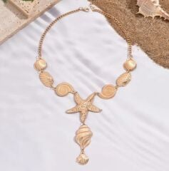 Donna Gold Renk Y Formunda Deniz Yaşamı Kolyesi