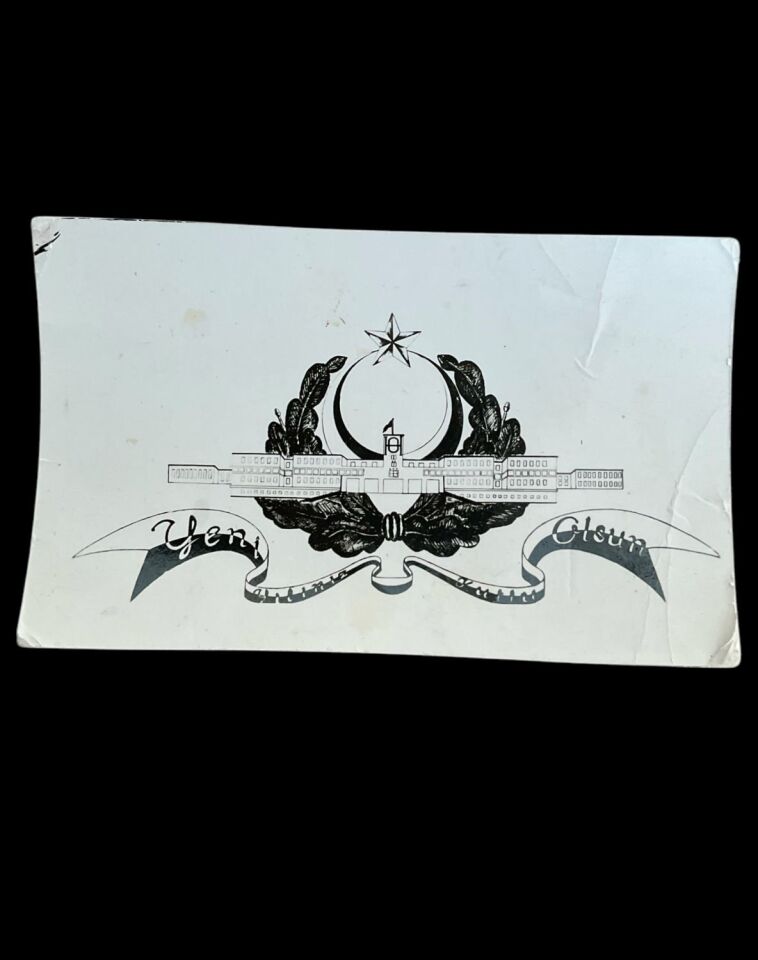 8.5x5.5 cm.Kuleli Askeri Lisesi Yeni Yıl Tebrik Kartı (Kolleksiyon Ürünü)