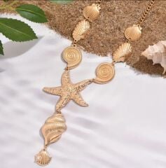 Donna Gold Renk Y Formunda Deniz Yaşamı Kolyesi