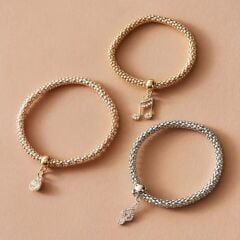 Donna Taşlı Müzik Notası Motifli Mısır Zinciri Bileklik Seti (3'lü)