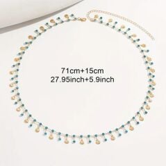 Donna Bohem Tarzı Parlak Taşlı Deniz Kabuğu Vücut Zinciri