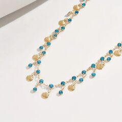 Donna Bohem Tarzı Parlak Taşlı Deniz Kabuğu Vücut Zinciri