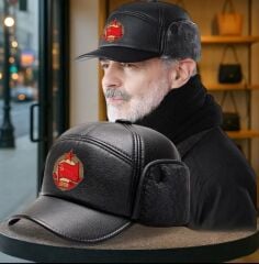 Siyah Renk Sovyet Kulaklıklı Pilot Şapka Modeli (58 Numara)