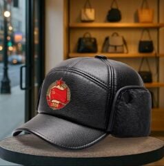 Siyah Renk Sovyet Kulaklıklı Pilot Şapka Modeli (58 Numara)