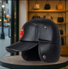 Siyah Renk Sovyet Kulaklıklı Pilot Şapka Modeli (58 Numara)