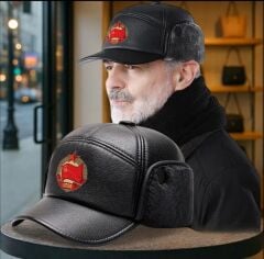 Siyah Renk Sovyet Kulaklıklı Pilot Şapka Modeli (58 Numara)