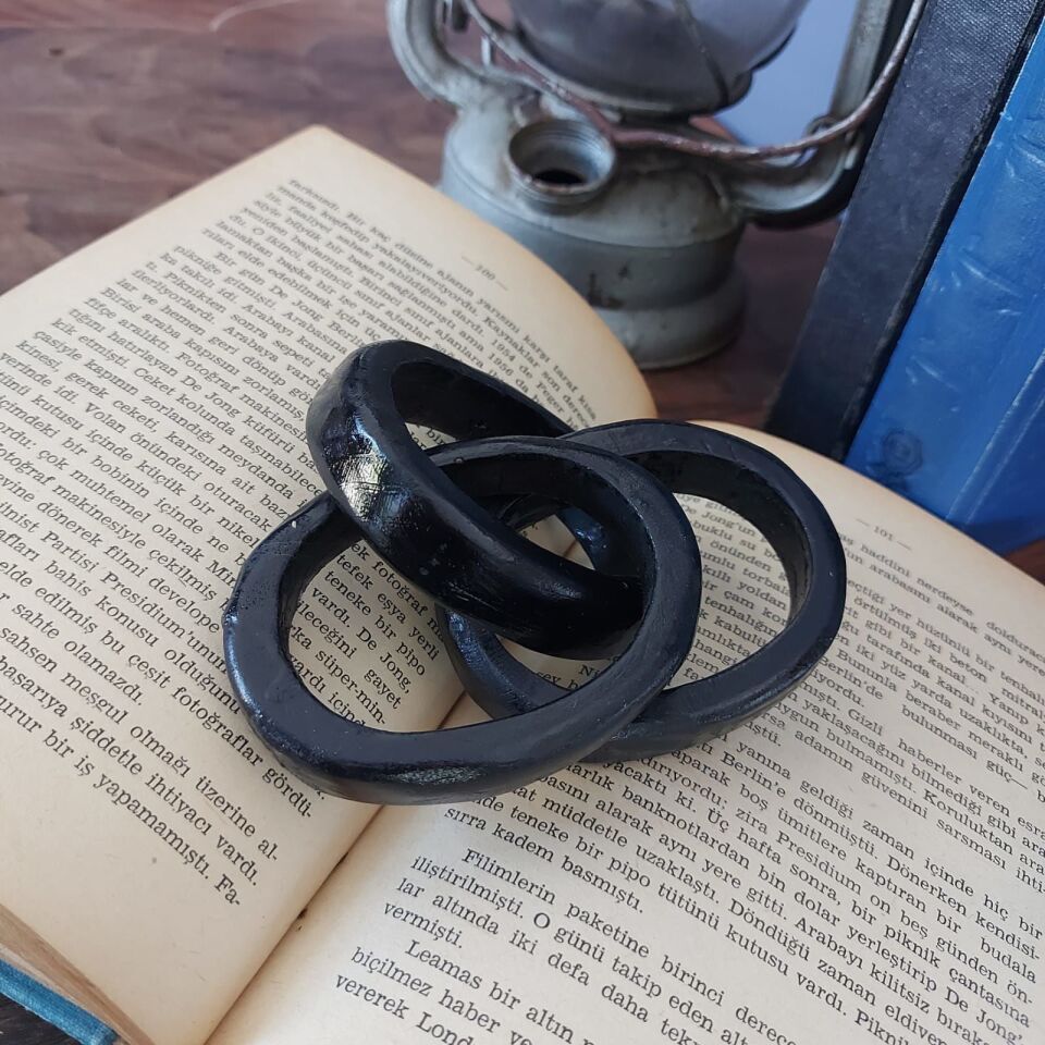 Siyah Ahşap Dekoratif 3'lü Zincir