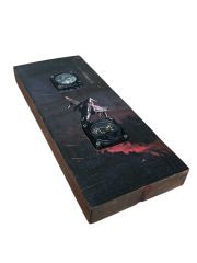 45x18.5x4 cm Doğal Ahşap Üzerinde 2 Adet Orjinal Gösterge-Dekopaj Çalışması