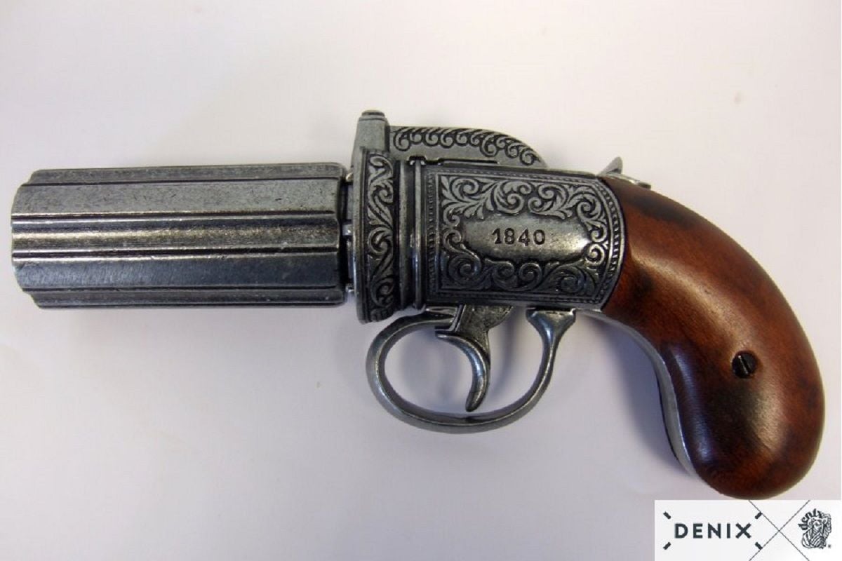 Denix İngiltere 1840  6 Varil Biber Kutusu Tabancası(DNX1071)