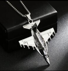 Paslanmaz Çelik Savaş Uçağı Kolye Modeli Unisex