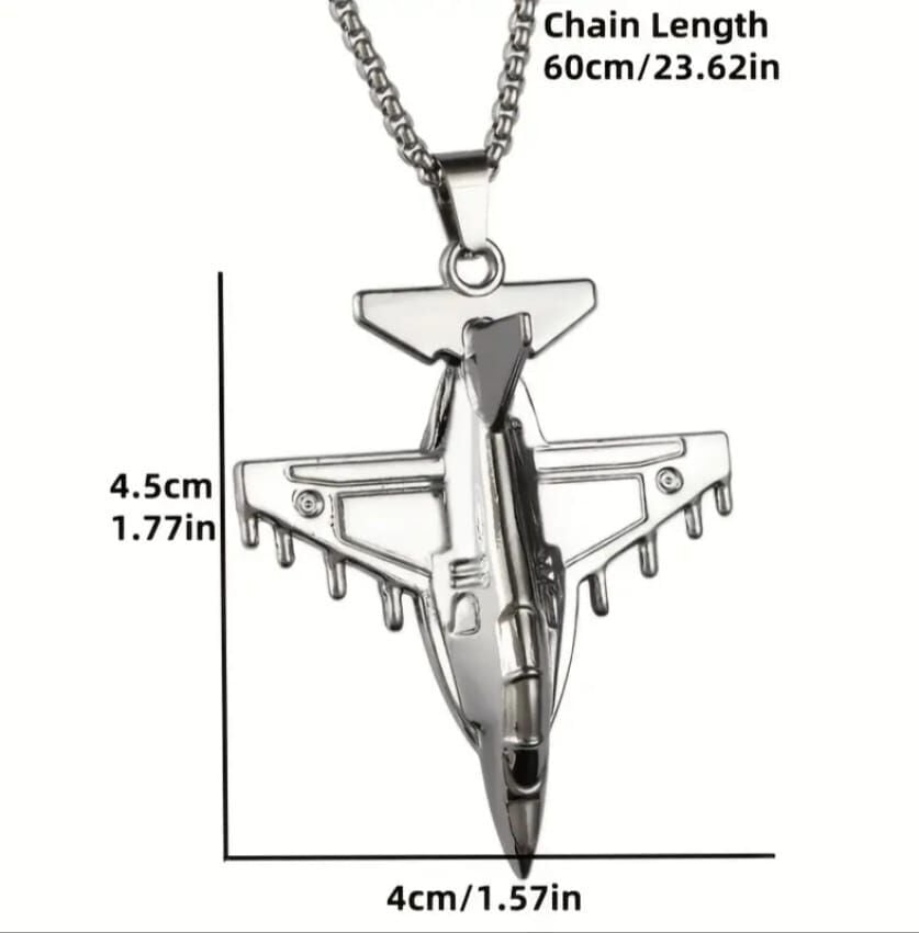 Paslanmaz Çelik Savaş Uçağı Kolye Modeli Unisex