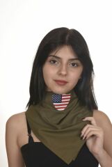 65x65 cm.Haki Renk U.S. Bandana
