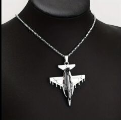 Paslanmaz Çelik Savaş Uçağı Kolye Modeli Unisex