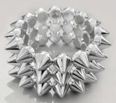 Gümüş Renk Gotik Punk Bileklik Unisex (Zamak Spike Malzeme)