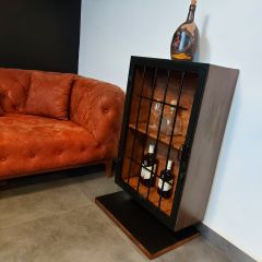 Metal Kafesli Ahşap İçecek Dolap Modeli