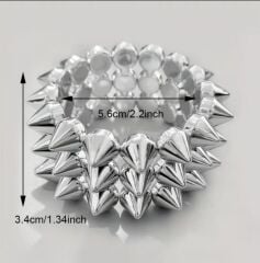 Gold Renk Gotik Punk Bileklik Unisex (Zamak Spike Malzeme)