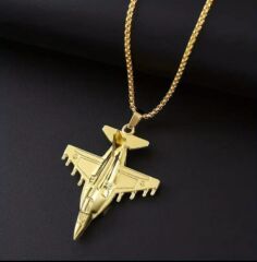 Gold Renk Paslanmaz Çelik Savaş Uçağı Kolye Modeli Unisex