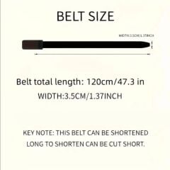 120x3.5 cm. Siyah Renk Klasik Tokalı Sovyet Kemer Unisex