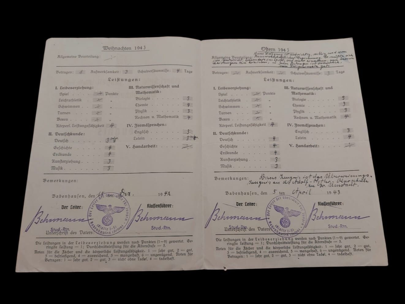 Ww2 Nazi Almanyası Lise Karnesi