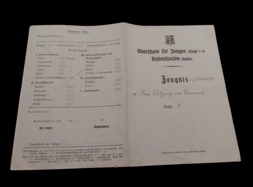 Ww2 Nazi Almanyası Lise Karnesi