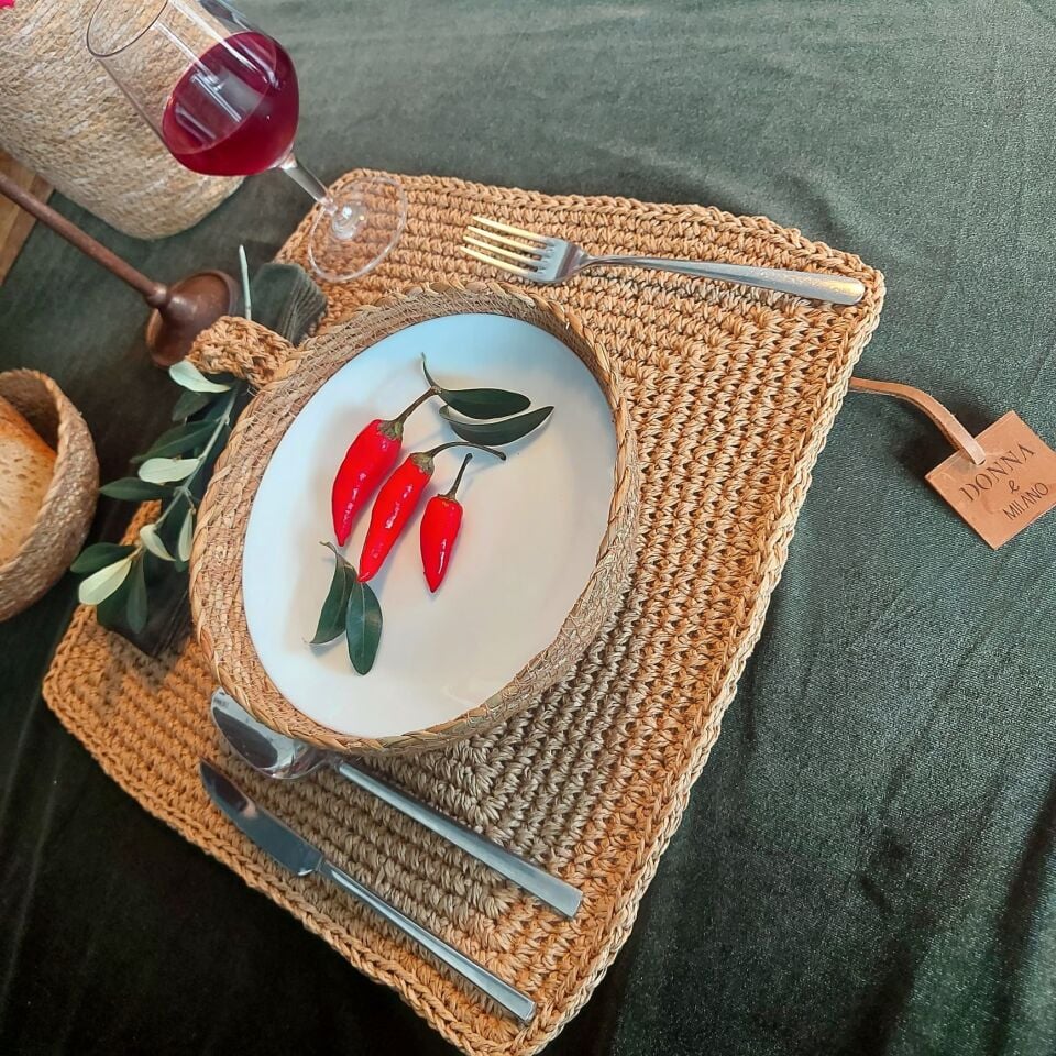 38x38 cm. 6'lı Kare Servislik Peçetelik Takım