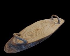 14x42x2 cm. Doğal Ahşap Kahve Tepsisi