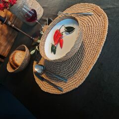 45x37 cm. 6'lı Oval Servislik Peçetelik Takımı