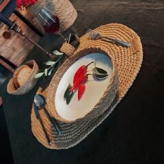 45x37 cm. 6'lı Oval Servislik Peçetelik Takımı