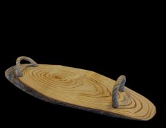 14x42x2 cm. Doğal Ahşap Kahve Tepsisi