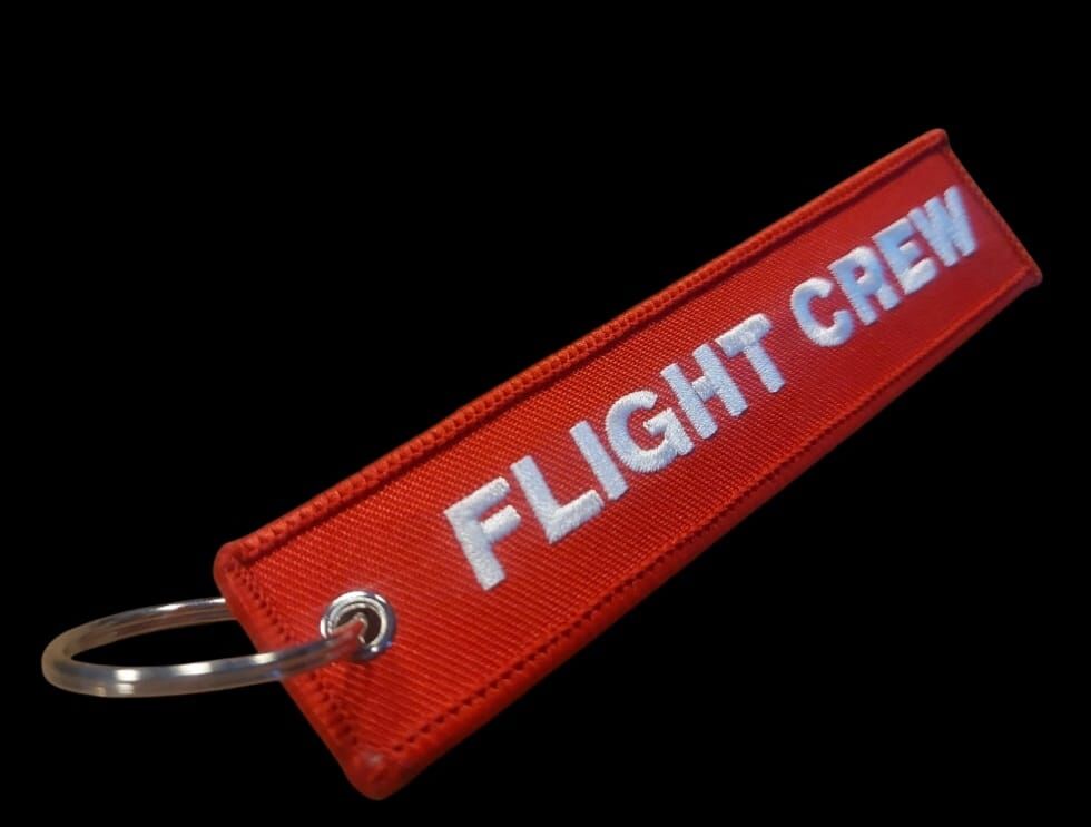 13x3 cm. Flight Crew (Uçuş Ekibi) Nakış Askı (Metal Halka Geçmeli)
