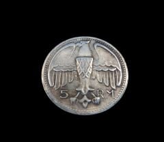 3.6 cm. Çap 1935 Hobo Nickel Sikkesi (N. Almanyası Ölüm Kafalı Birlikler Brovesi)