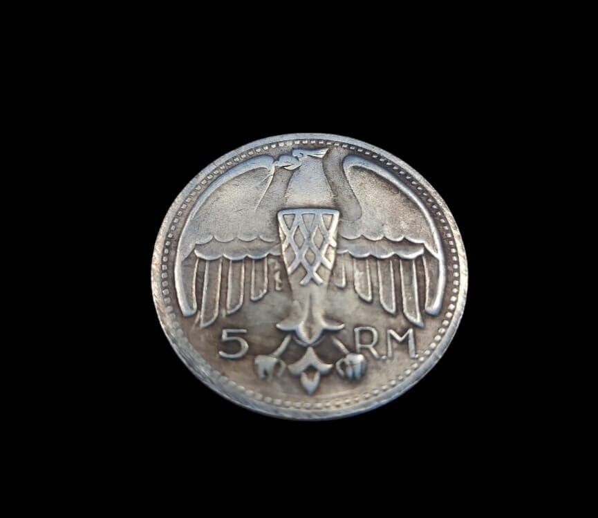 3.6 cm. Çap 1935 Hobo Nickel Sikkesi (N. Almanyası Ölüm Kafalı Birlikler Brovesi)