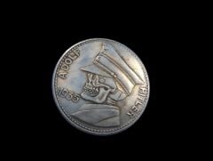3.6 cm. Çap 1935 Hobo Nickel Sikkesi (N. Almanyası Ölüm Kafalı Birlikler Brovesi)