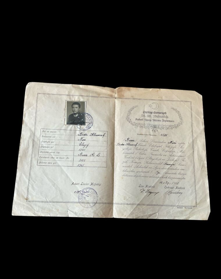 1941 Bursa Askeri Lisesi Bitirme Diploması