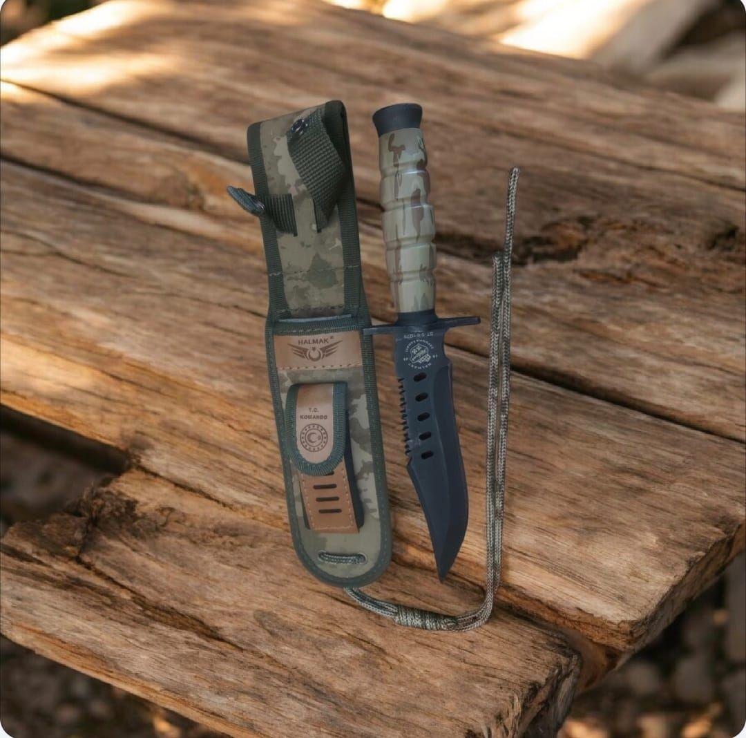 33 cm. Halmak Kılıfında Çelik Komando Bıçağı-Sıfır Ürün