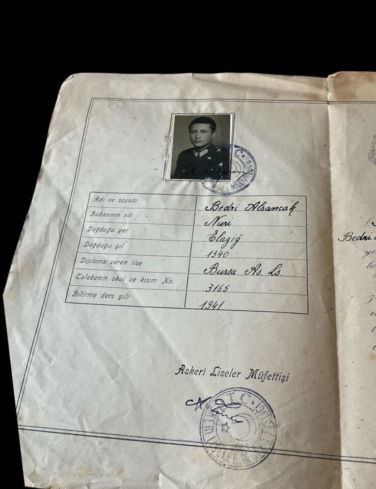 1941 Bursa Askeri Lisesi Bitirme Diploması