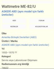 US Askeri Wattmetre ME-82/U 1955-1970 Masa Modeli