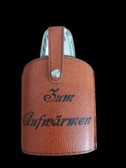 Almanya 20.yy Deri Kılıf Cam Gövde Matara (Zum Aufwarmen-Isınmak İçin)