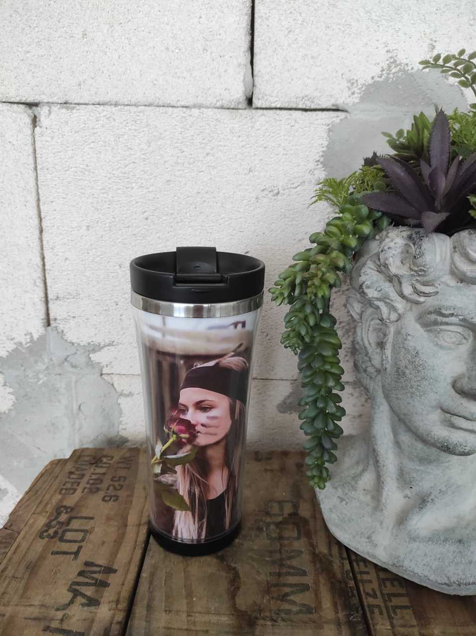 Büyük Boy Termos - Gül Tutan Kız (Model-1)