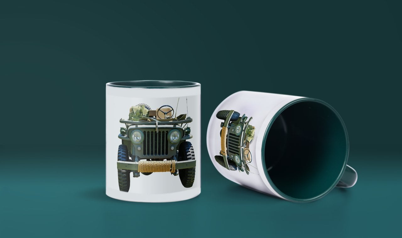 Jeep Baskılı Yeşil Bardak (Model-12)