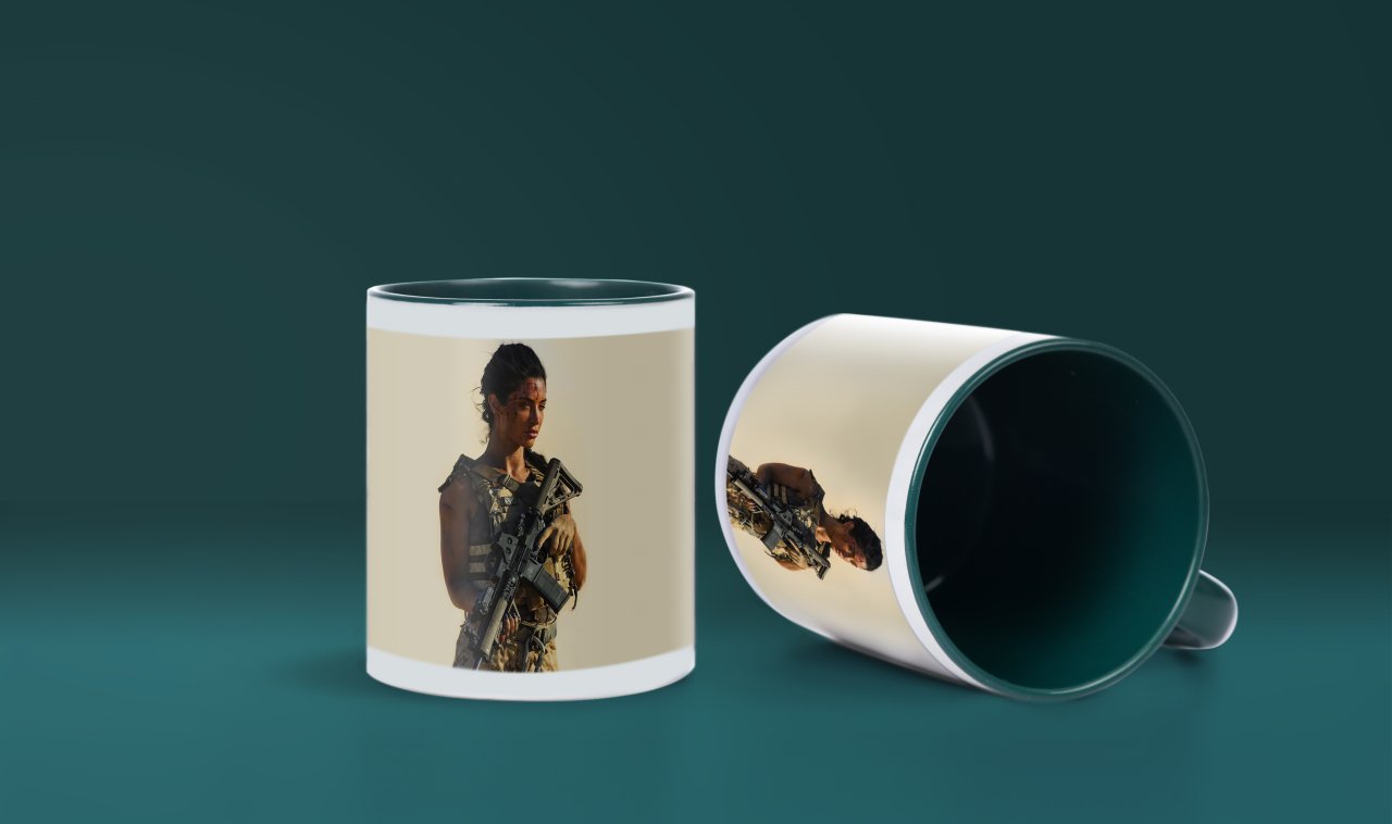 Savaşçı Kız Baskılı Yeşil Bardak (Model-13)