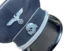 Siyah Renk Ww2 Alman Genel SS General Siperli Şapka Unisex (55-59 Numara)